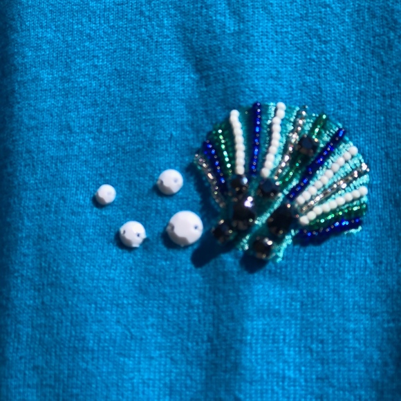 TALBOT Cotton Sweater w/ Seashell Appliques - Picture 3 of 6